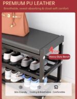 Small Shoe Bench Shoe Rack Storage Bench Entryway Bench Shoe Shelf with Seat Cushion, Stable Shoe Organizer for Entryway, Living Room, Entryway Holds Up to 300lb (25.5‘’, 15.5'', 9.8'') - Image 2