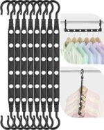 Space Saving Hangers, 8-Pack Reinforced Collapsible Hangers with 360° Swivel Hook, Hanger Hooks Space Saver for Closet Organizers and Storage, Dorm Room Essentials, Fully Assembled, Black - Image 2