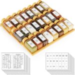 SpaceAid Bamboo Spice Drawer Organizer with 24 Spice Jars, 378 White Minimalist Spice Labels, 3 Tier Seasoning Rack Tray Insert for Kitchen Drawers, 15" Wide x 15" Deep x 2.6" Tall - Image 2