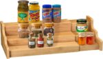 Spice Rack Kitchen Cabinet Organizer- 3 Tier Bamboo Expandable Display Shelf Yellow - Image 2