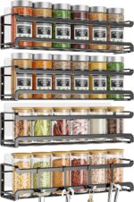 Spice Rack Wall Mounted 4 Pack,Space-Saving Spice Organizer for Spice Jars and Seasonings,Screw or Adhesive Hanging Spice Rack Organizer for Your Kitchen Cabinet,Pantry Door,11.41x2.75x2.75in - Image 2