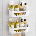 TAILI Shower Caddy Suction Cup 2 Pack, Heavy Duty Bathroom Organizer, Removable Shelves for Inside Shower, Shampoo, Waterproof Suction Plastic Storage for Bathroom Accessories Holder, White - Image 2