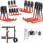 TORACK 15 PCS Garage Storage System Hooks, Shelving Hooks for Keyhole Shelving Units Wall Mount Utility Hooks for Tools, Ladders, Cords, Folding Chairs, Shovels and Rakes(Orange) - Image 2