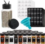 Tebery 30 Pack Glass Spice Jars Square Glass Bottles with Black Caps, 4oz Empty Spice Containers Shakers Complete Organizer Set Includes Wide Funnel and Labels - Image 2