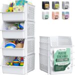 TidyFriend Stackable Storage Bins for Pantry, 4 Pack Stackable Bins For Organizing Food, Kitchen, and Bathroom Essentials (White) - Image 2
