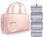Travel Hanging Toiletry Bag for Women - Waterproof Cosmetic Organizer with Clear Window, Lightweight Bathroom Bags for Essentials, Makeup, Shampoo, Toiletries Pink, Medium - Image 2