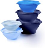 Tupperware Heritage Collection, New 10 Piece Food Storage Container Set in Vintage Blue, Dishwasher Safe and BPA Free (5 Bowls, 5 Lids) - Image 2