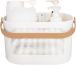 UUJOLY Plastic Storage Baskets with Handles, Shower Caddy Shelf Organizers Basket for Bathroom, Kitchen, Dorm Room, Yellow - Image 2