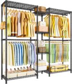 Ulif E4 Clothes Rack, Heavy-Duty Garment Rack, Metal Freestanding Clothing Organization Storage System Can Be L-Shaped with Shelves and Hangers, Max Load 962lbs, 71.6" W x 14.5" D x 79.3" H, Black - Image 2