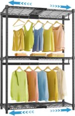 VIPEK X1 Expandable Clothes Rack Heavy Duty Adjustable from 2' to 3'5" with Adjustable Shelves and Hanger Rods, Reach-in & Walk-in Closets Metal Garment Racks Portable Closet, Black - Image 2