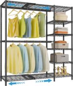 VIPEK X2 Expandable Reach-in Closet Racks Adjustable from 3'3" to 4'8" Portable Open Walk-in Closet Rack System with Flexible Shelves and Hanger Rods Clothing Rack for Hanging Clothes, Black - Image 2