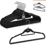 Velvet Hangers 30 Pack, STOPKLAS Black Clothes Hanger Non Slip Felt Hangers with 360° Swivel Hook, Thin Hanger Space Saving, Heavy Duty Closet Hanger for Clothes, Coats, Suits, Dress, Pants - Image 2