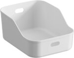 White Plastic Bins/Storage Organizers - Pantry Baskets, Bins for Shelves, Organizer and Storage for Bathroom, Bedrooms, Kitchens and More - Large Size (3 Pack) - Image 2