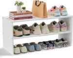 White Shoe Rack Organizer for Closet, 2-Tier Expandable Shoe Shelf, Stackable Iron Wood Combination Small Shoe Racks Shelves for Closets, Entryway,Small Space,Hallway,Garage,6-12 Pairs,Patent Pending - Image 2