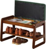 latifolia Shoe Rack Bench, Entryway Shoe Bench with Cushion, Flip-Open Storage Compartment, 2-Tier Shoe Organizer(Green,21.65''L) - Image 2