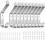 10-Pack Coat Hook for Hanging, 20LB (Max), Stainless Wall Hooks for Towel, Hat, Backpack, Key, Clothes, Wall Mounted Coat Hanger for Closet, Metal, Silver 3.75“ - Image 2