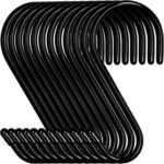 12 Pack 4-1/2 Inch S Hooks, Large Vinyl Coated Closet Hooks Non Slip Heavy Duty for Hanging, Steel Metal Black Rubber Coated for Jeans Plants Clothes Pot Pan Cups Towel - Image 2