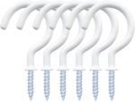 12 Pack Vinyl Coated Ceiling Hooks,Screw-in Mug Hooks,Multi-Function Wall Hooks Kitchen Hooks Cup Hooks for Indoors Outdoors (White, 1-1/4 Inch) - Image 2