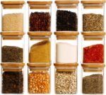 12 Pcs Square Glass Spice Jars with Natural Bamboo Lids - 5oz Airtight Herb Containers with 148 Waterproof Minimalist Spice Labels Preprinted - Empty Small Seasoning Jars for Kitchen Pantry - Image 2