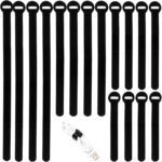 150PCS Reusable Cable Ties - 4+6+8+10inch Multi-Purpose Cable management Hook & Loop Cable Straps Wire Ties,Adjustable Fastening Cord Organizer,Cable Organizer for Home,Office and Data Centers,Black - Image 2