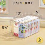 Set of 6 Clear Plastic Storage Bins With Handles, Containers To Organize Pantry, Fridge, Cabinet, Kitchen, Countertop, Closet, Cupboard, Home Organization and Storage - Image 3