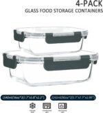 M MCIRCO [80 oz & 36 oz Extra Large Glass Food Storage/Baking Containers Set with Lids, 2 Pack 80 oz(10 cup)&2 Pack 36 oz (4.5 cup) Airtight Glass Container,Microwave,Oven,Freezer and Dishwasher - Image 3