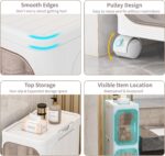 KHNR 4-Tiers Slim Bathroom Storage Cabinet, Foldable Storage Cabinets,Narrow Bathroom Storage,Movable Bathroom Storage Organizer for Small Spaces,Bathroom,Kitchen,Laundry,White - Image 4