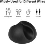 Cord Holder Cable Clips, 12PCS Black Adhesive Cord Organizer Charger Holder Wire Management Keeper for Nightstand, Desk, Office or Mouse - Image 4