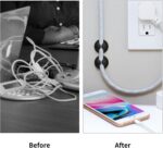 Cord Holder Cable Clips, 12PCS Black Adhesive Cord Organizer Charger Holder Wire Management Keeper for Nightstand, Desk, Office or Mouse - Image 6