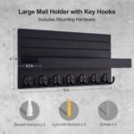 Key Holder Wall Mount, Entryway Key and Mail Holder with 7 Sturdy Hooks for Sunglasses, Dog Leash, Decorative Wall Shelf with Mounting Hardware, 15”W x 6.7”H x 4.2”D - Image 3