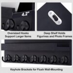 Key Holder Wall Mount, Entryway Key and Mail Holder with 7 Sturdy Hooks for Sunglasses, Dog Leash, Decorative Wall Shelf with Mounting Hardware, 15”W x 6.7”H x 4.2”D - Image 4