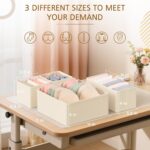Criusia 15 Pack Drawer Organizer for Clothes, Foldable Dresser Dividers with 3 Sizes, Fabric Storage Bins – Beige - Image 6