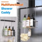 YUOROS Shower Caddy Hanging, Over the Door Shower Organizer Rack 304 Stainless Steel Rustproof (Silver) - Image 3
