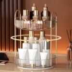 YCIA&DONE 360 Rotating Makeup Organizer and Storage for Vanity Bathroom Countertop, High Capacity Cosmetic Skincare Perfume Organizers for Dresser Lazy Susan (Clear White,2 Tiers) - Image 3