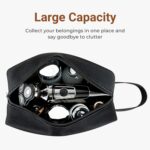 Elviros Travel Toiletry Bag for Women and Men,Lightweight Makeup Bag Hanging Dopp Kit with Shaving Compartment Cosmetic Organizer Small Tool Bag Travel Essentials,Gifts for Men(Black) - Image 3