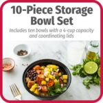 GoodCook 4-Cup Meal Prep Bowls Set with Lids and Dressing Cup, Microwavable Food Storage Containers for Meal Prepping, Set of 10, Black - Image 3