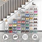 12 Pack Hard Sturdy Thickened Rigid XX Large Shoe Storage Organizer for Closet, Clear Stackable Sneaker Shoe Boxes Rack Containers Display Case Bins with Lids, White - Image 3