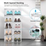 12 Pack Hard Sturdy Thickened Rigid XX Large Shoe Storage Organizer for Closet, Clear Stackable Sneaker Shoe Boxes Rack Containers Display Case Bins with Lids, White - Image 4