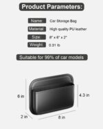 Driver's Car Storage Bag, Small Car Side Pocket Organizer for Car Seats, Doors and Consoles, PU Leather (Black) - Image 3