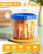 6 Pack-24 oz Freezer Storage Containers, Plastic Food Storage Containers with Twist Top Lids, BPA Free and Reusable Soup Containers with Lids, Leakproof/Microwave/Dishwasher Safe - Image 3