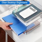 Desk Organizer and Storage,4-Tier Paper Letter Tray Organizers,Stackable Clear Desktop Organizer for Documents,Book Magazine Storage,Office Supplies, (Clear,4 Pack) - Image 3