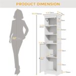 Tall Bathroom Storage Cabinet with Door and Open Adjustable Shelves, 60.9" H Wooden Tower Corner Narrow Farmhouse Cabinet, Freestanding Organizer for Kitchen, Entryway White - Image 3