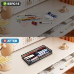 Desk Drawer Organizer Tray,Drawer Organizer for Office and Home,Desk Organizer with Drawers,4 Compartments,Non-Slip Desk Organizers and Accessories for Stationery Makeup School (Black) - Image 4