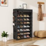 Shoe Rack with Cover, 8 Tier Tall Shoe Organizer Storage for 36-45 Pair Shoes and Boots Large Shoe Storage Shelf Free Standing Shoe Rack for Closet, Front Door Entrance, Dorm, Garage - Image 3