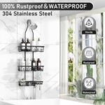 Shower Caddy,Rustproof Shower Shelves Over Shower Head,Extended Length shower rack with Soap Holder,Black - Image 3