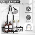 Shower Caddy,Rustproof Shower Shelves Over Shower Head,Extended Length shower rack with Soap Holder,Black - Image 5