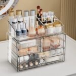 ZHIAI Stackable Storage Drawers, Acrylic Bathroom Counter Organizer Clear Makeup Organizers for Vanity, Kitchen Cabinets, Bathroom, Undersink, Home Organization and Storage (2Top 3 Drawers,) - Image 3
