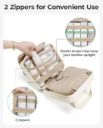 BAGSMART Travel Toiletry Bag for Women, Hanging Travel Bag for Toiletries, Puffy Makeup Cosmetic Bag Organizer, Carry-on Travel Accessories Essentials, Camel - Image 3