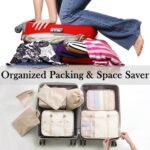 8 Pieces Mesh Packing Cubes for Travel, Luggage Packing Organizers Bags Set, Travel Essentials Suitcases Accessories with Laundry Bag, Storage Shoe Bag, Clothing Underwear Bag (Cream, 8 set) - Image 3