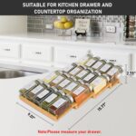 Spice Drawer Organizer with 18 Spice Jars,216 Labels,50 Non-slip Rubber, Bamboo 4 Tier Seasoning Rack Tray Insert for Kitchen Drawers,Cabinets,Countertop,9" Wide x 15.8" Deep - Image 6